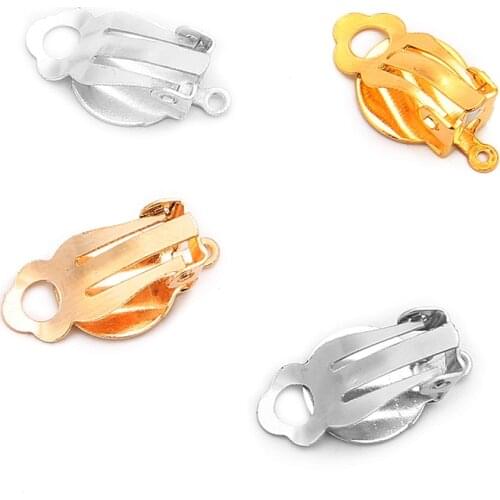 50pcs/lot 10x10mm NO Piercing Earrings Clips with Circle Blank Base Settings Craft for DIY Earrings Jewelry Making Findings