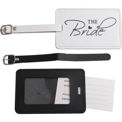 1Set PU Leather Luggage Tag Bride Groom Passport Case for Couples Honeymoon A69C
