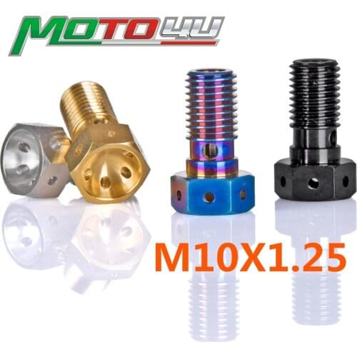 1PC Titanium Motorcycle single Banjo Bolt For Brembo Brake Dual Line Motorcbike Parts Screw M10x1.25 Pitch