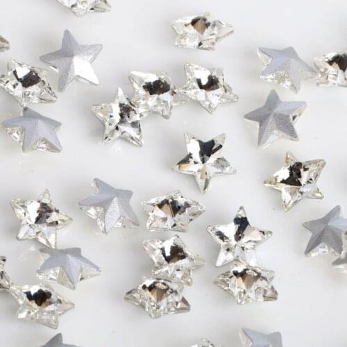 100pcs/lot 6-10mm pointback star rhinestones glass applique strass crystal for DIY Hot-Fix needlework clothes accessories