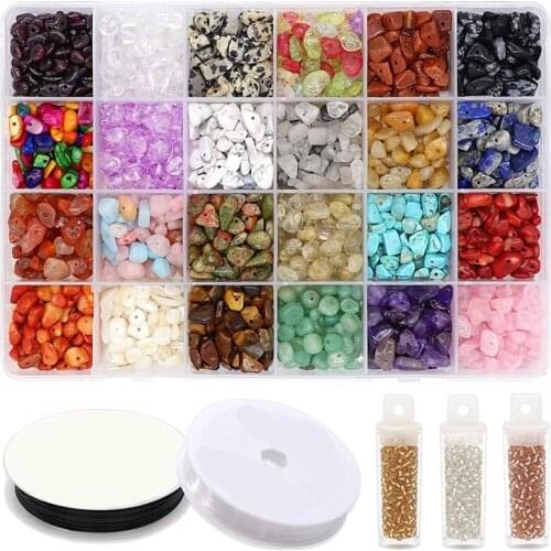 1200 Gem Bead,Irregular Jewellery Chips,Including Glass Seed Beads and Crystal Strings,Creative Jewelry and Accessories