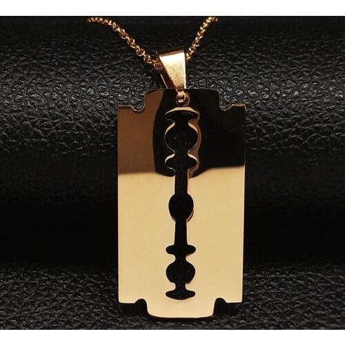 2021 Fashion Blade Stainless Steel Statement Necklace for Women Rose Gold Color Necklaces Jewelry accesorios mujer N423S05