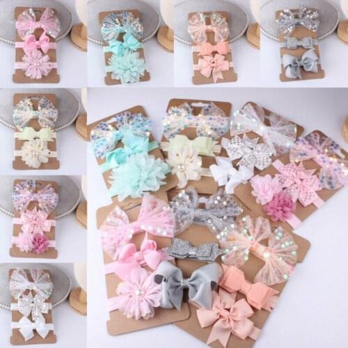 Baby Girl Toddler Shiny Film Lace Bow Hair Band Headwear Kids Headband Accessories 3PC