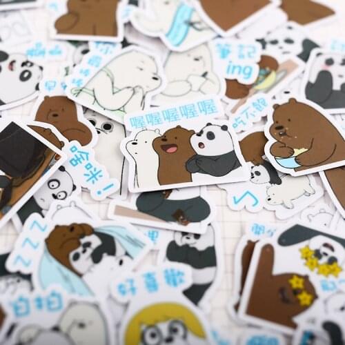 40pcs cute naked bear Hand drawing Stickers Crafts And Scrapbooking Decorative paper Waterproof Sticker Lovely DIY Stationery