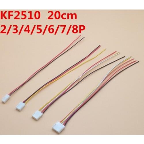 50PCS KF2510 2.54 Connector Plug Wire Cable 20cm Long 26AWG 2/3/4/5/6/7/8P Single End