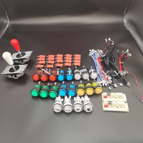 Zero Delay Arcade Cabinet DIY kit for 5V LED Push Button Copy SANWA Joystick 1 & 2 player COIN USB to PC / Raspberry Pi