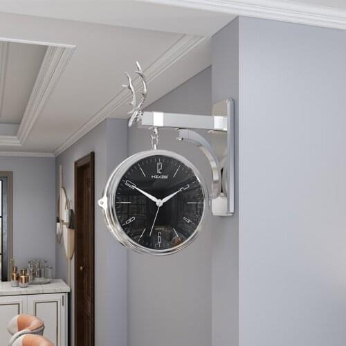 Creative Simple Wall Clock Nordic Fashion Double Sided Living Room Wall Clock Modern Mecanismo Reloj Pared Home Decor DG50WC