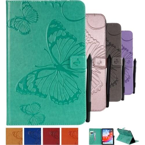 Tablet Coque for Apple iPad PRO 2018 11 inch Cover PU Leather 3D Emboss Butterfly card holder Flip wallet A1979 11" Shell Stand
