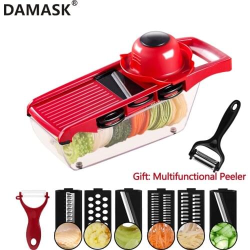 Damask Vegetable Cutter Mandoline Slicer with Stainless Steel Blade Carrot Cheese Grater Vegetable Slicer Multifunctional Peeler