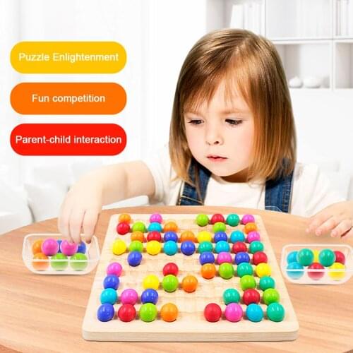 Wooden Board Rainbow Bead Game Funny Go Board Puzzle Bead Board Games Childrens Early Education Board Games Educational Toys