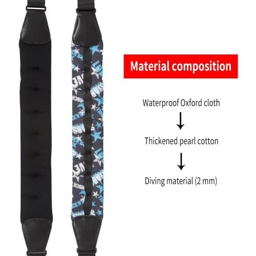 Gs-05 Guitar Bass Plus Cotton Thickened Blue White Star Decompression Strap