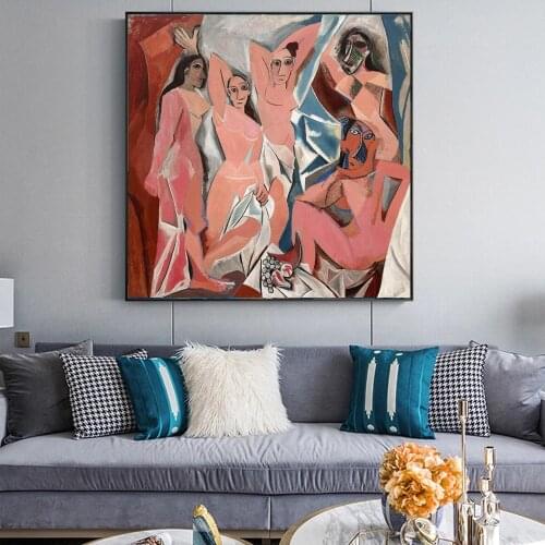 Les Demoiselles d'Avignon, 1907 by Pablo Picasso Canvas Paintings Famous Artwork Reproductions Wall Art Canvas Pictures Cuadros