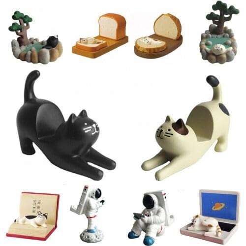 Cat Tatami Astronaut Toast Mini Doll Phone Holder DIY Handmade Craft Decor Toy Lazy bracket Gift