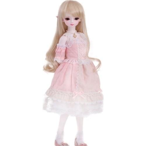1/4 BJD Dolls Hodoo Makeup SD Dolls With Eyes And Pink Full Clothes Fashion Dolls Girls Educational Toys Gift - Light Color Skin