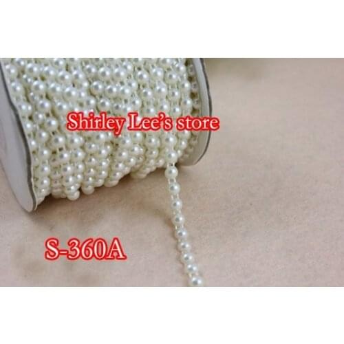 2016 Hot Sale!!! 6 ROLLS (25 METERS/ROLL) X 6mm FLAT BACK PEARL BEAD TRIM In Pink, Ivory ,White DIY Wedding Bouquets