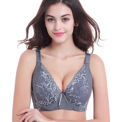 Hot Selling Big Size Push Up Bra Embroidery Bowknot Lace Women Intimates Big Size Full D Cup Bras Underwear Bras Hot Selling CDE