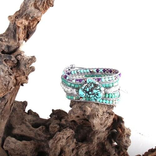 MD Fashion Women Armbander Beaded bracelet Handmade Mixed Crystal Stone Gray Thread 5 Strands Wrap Bracelets DropShippers