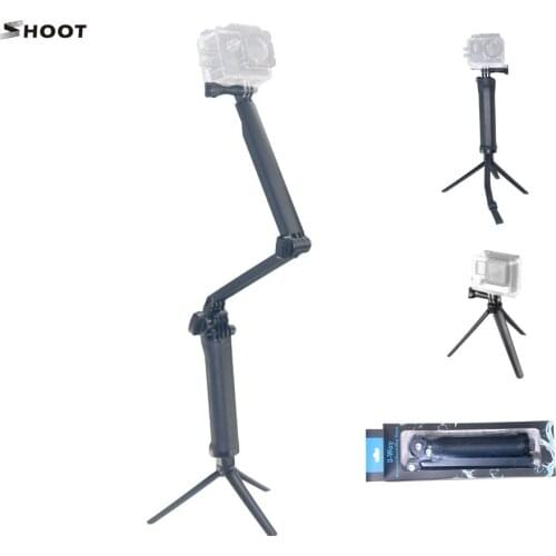 SHOOT 3 Way Waterproof Monopod Selfie stick Tripod Mount For Gopro Hero 5 4 Session SJ4000 Xiaomi Yi 4K action Camera acessorios