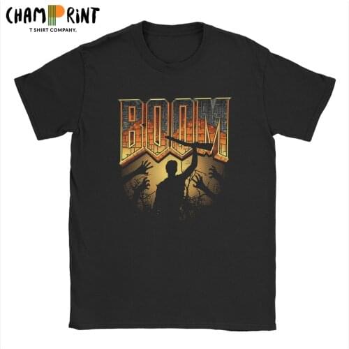 Men T-Shirts This Is My Boomstick Zombies Vintage Cotton Tees Short Sleeve Vector Retro T Shirt Round Collar Clothing