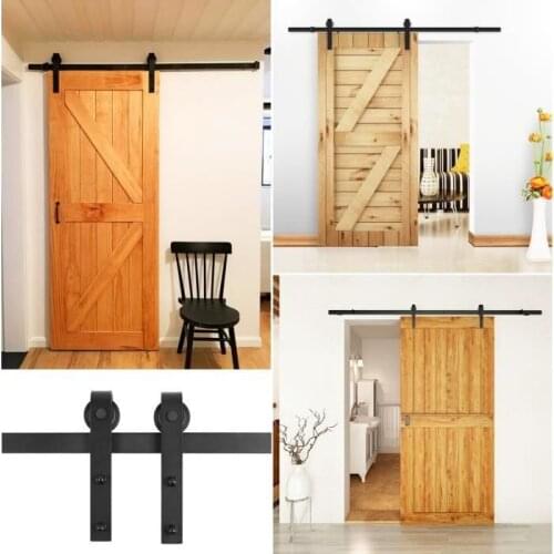 Barn Door Hanging Rail Sliding Pulley Hardware Kit Top Mount Hanger Track Closet Roller Rail Track Slide Door Accessories