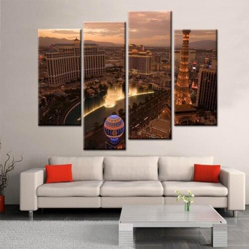 Noah Modular Paintings on the Wall in a Beauty Salon Eiffel Tower City Nightscape Poster and Picture Oil Painting Canvas Prints