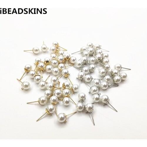 New arrival! 6/8mm 200pcs Round Shape Imitation pearls earrings stud for earrings/earrings accessories/Earring parts DIY