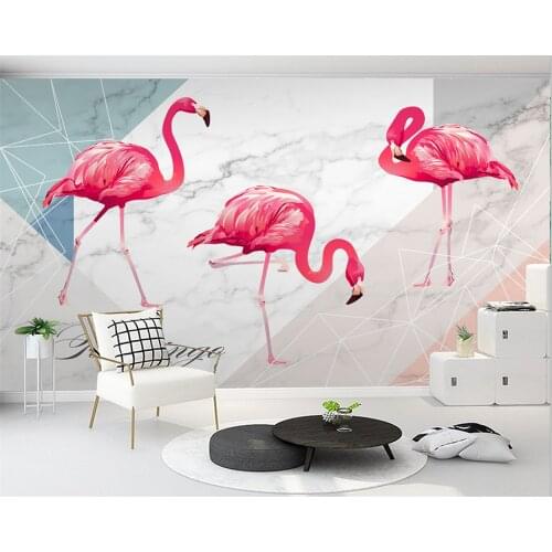 Beibehang Custom papel de parede 3d Nordic hand-painted geometric wave dots modern new flamingo TV background wallpaper