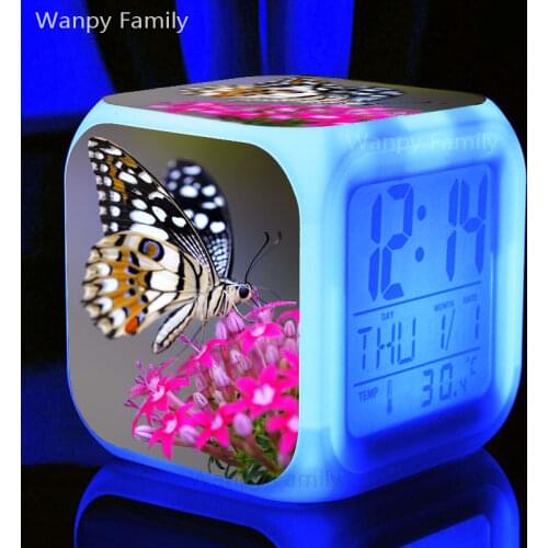 Very Nice Butterfly Alarm Clock For Kids Birthday present Multifunction Touch Sensing Glowing LED Electronic Watches