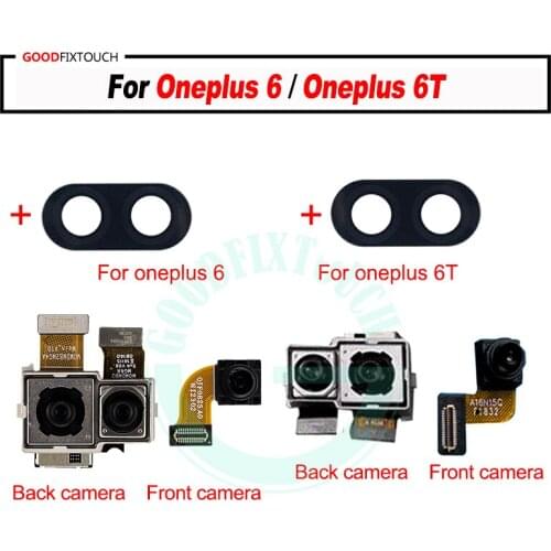 Original For oneplus6T oneplus 6 Rear back Camera Big Main Camera with front camera flex cable Module For oneplus 6 +Glass lens