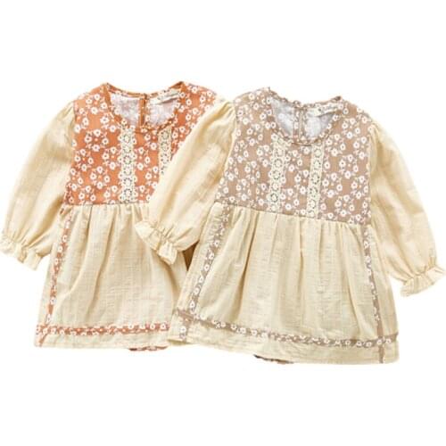 2020 Autumn Newborn Baby Bodysuit Baby Girls Clothes China Print Infant Girls Outfit Pastoral Style Baby Girls Birthday Clothes