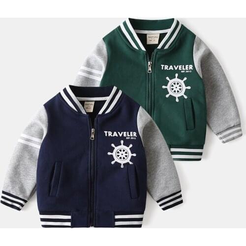 Autumn Winter Boys' Clothing Zipper Coat Children Fleece Cotton Thickened Sweater Sport Design Baseball Jacket for 2-6 Years