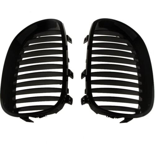 Car Front Sport Grill Gloss Black Double Slat Kidney Grille Front Bumper Grill For BMW 5-Series E60 E61 M5 2003-2009 ABS