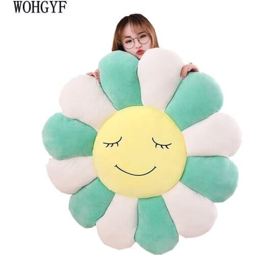 Smile Sun Flower Sunflower Plush Toy Stuffed Doll Cat Pet Cushion Mat Pillow Home Bedroom Car Shop Restaurant Decor Girl Gifts