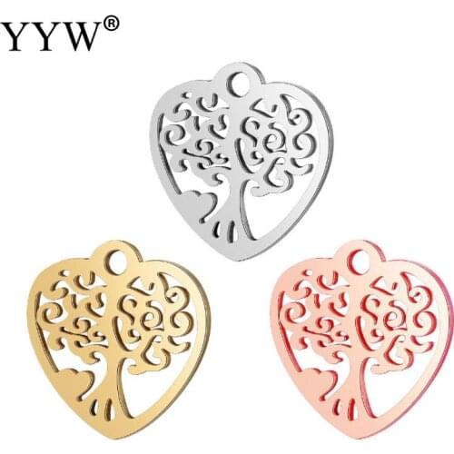 5pcs/lot Heart Tree Shape Charms For DIY Bracelets Jewelry Making Accessories Pendant Steel Jewelry Hole Approx 1mm