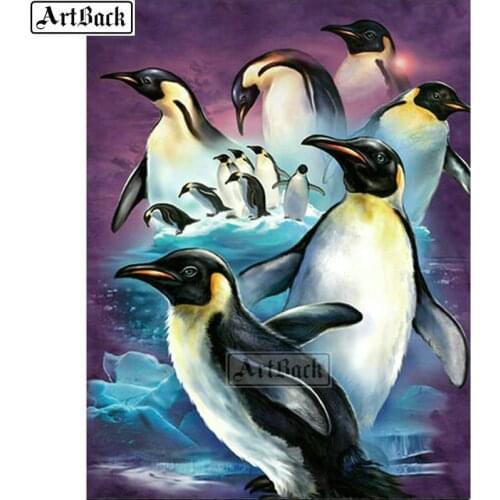 Full square animal 5d diy diamond painting penguin sticker resin diamond mosaic crafts 3d home decoration 50x65cm