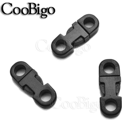 12pcs 5mm Plastic Black 2 Hole Safety Clasp Straight Side Release Buckle For Necklace Paracord Bracelet Elastic Rope Accessories