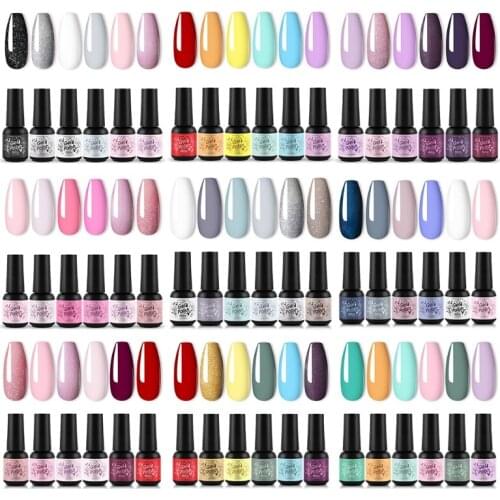 Q1QD Gel Nail Polish Set Bright Color Sweet Color Macaron Girly Colors Collection Yellow White Pink Summer Colors