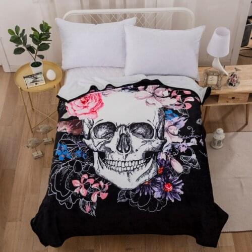 3D Luxury Skull 100% Polyester Super Soft Short Plush Blanket 150*200cm Bed Cover Throw on Sofa Adult Children Home Textile