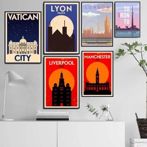 Modern Painting World Travel City Landscape Taksim Tel Aviv Vatican Poster Prints Wall Art Pictures For Living Room Home Decor