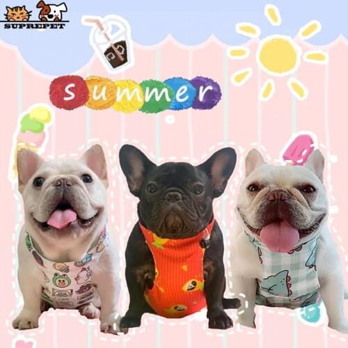 SUPREPET Summer Dog Clothes for Small Dogs Cute Cartoon French Bulldog Costume Puppy Shirts Cool Pet Vest Designer Dog Clothing