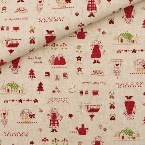 Cotton Linen Fabric for handmad, bed, bag, curtain Sewing - Girl, hourse and tree (LF166)