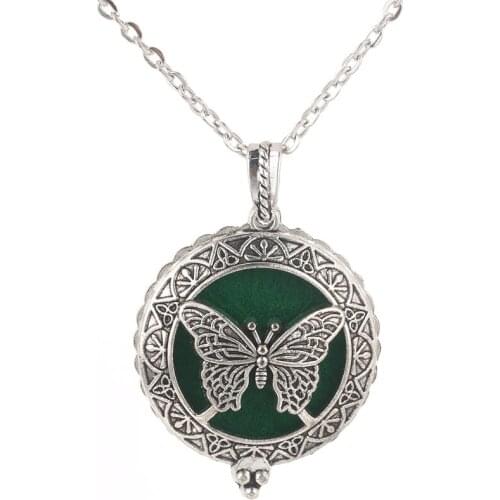 High Quality Butterfly Aroma Box Necklace Antique Retro Magnetic Pendant Essential Oil Diffuser Locket Pendant High Jewelry