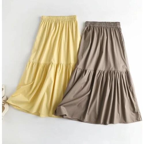 Dave&Di Faldas Mujer Moda 2021 Indie Folk Vintage Casual Cotton High Waist Cascading Long Women Long Skirt Women