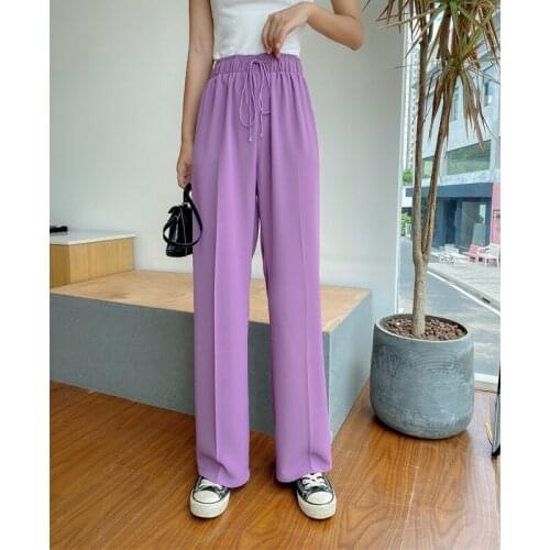 2021 The New Summer OL Style Women Pants Chic Wide Leg Pant High Waist Elegant Work Trousers Female Casual Pants pantalon femme
