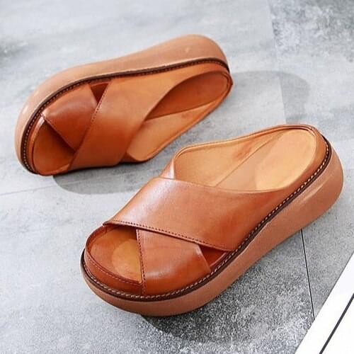 Slippers Women Summer Open Toe Wedges Slippers Beach Walk Shoes Casual Women Fish Mouth Platform Slope Sandals Peep Toe Slippers