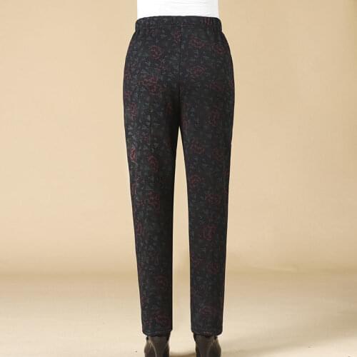 2021 Autumn Winter Women Warm Thick Plus Velvet Pants Lady Slim High Waist Stretch Pencil Pants Female Print Loose Trousers K520