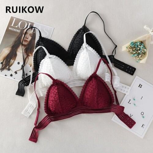 1PCS Girl Bralette French Style Lace Bra Thin Triangle Cup Womens Tube Top With Chest Pad Wireless Bras Sexy Lingeria Summer
