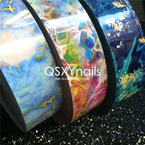 1 Roll 4cm*500m Starry Sky Marble Flower Gold Foil Design Transfer Paper Sticker Decal Manicure Nail Art Decoration