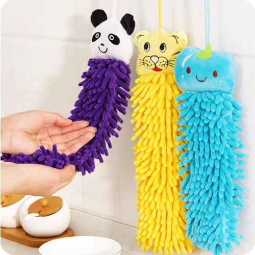 1pc Family Bathroom Towels Cartoon Animal Shaped Wall Hanging Washing Drying Hand Towel Chenille Cute And Practical Random Color