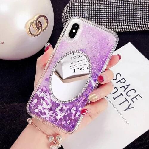 Novelty Make-up Mirror Quicksands Phone Case For iPhone12 11Pro XS MAX 78PLUS 6s SE2 Clear Full Cover Skinny Shell Protection